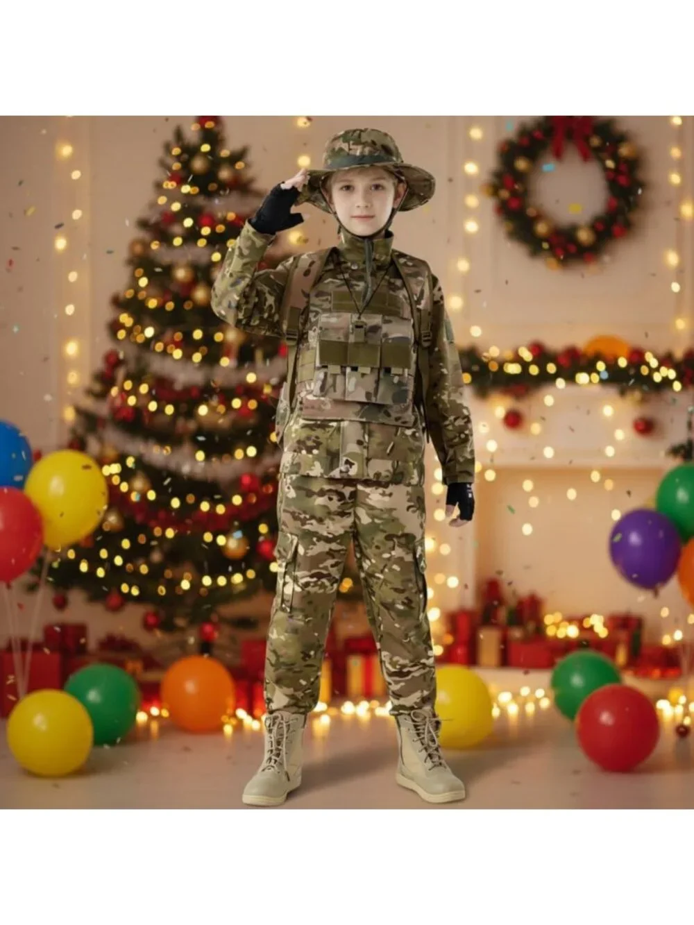 Boys Army Costume - Kids Camo Military Outfit for Halloween & Cosplay Fun